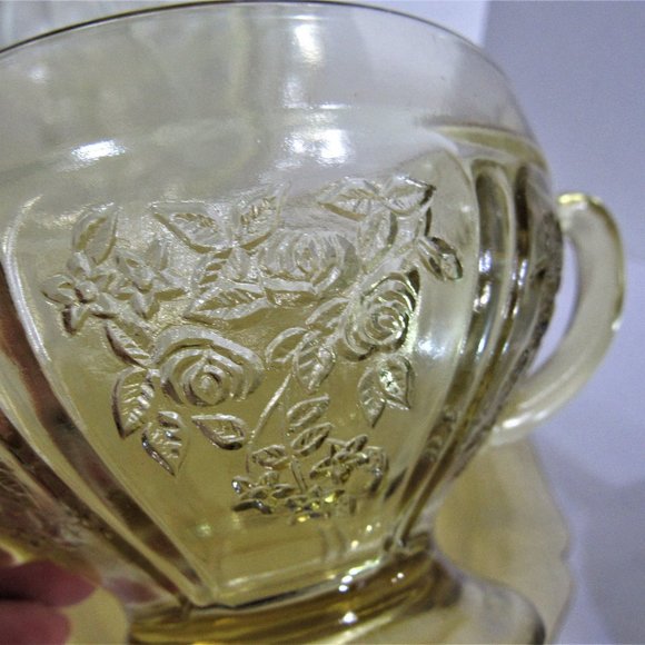 FEDERAL DEPRESSION GLASS 1 DIVIDED PLATE, 1 PLATE,  1 BOUILLON SOUP BOWL ANTIQUE - Picture 4 of 9